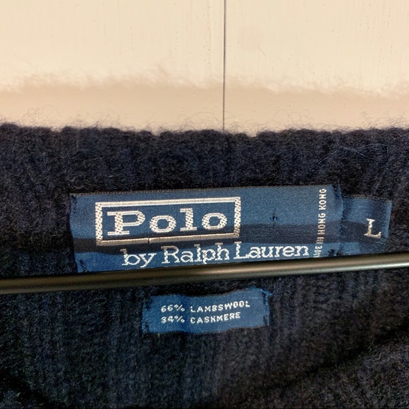 Cashmere Polo by Ralph Lauren Wool sweater navy - Picture 6 of 6